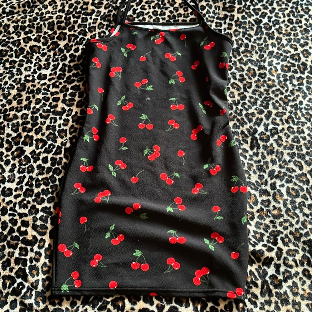Kids Black dress w/cherries